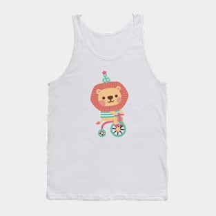 Cute Lion Cycling On Bicycle Tank Top